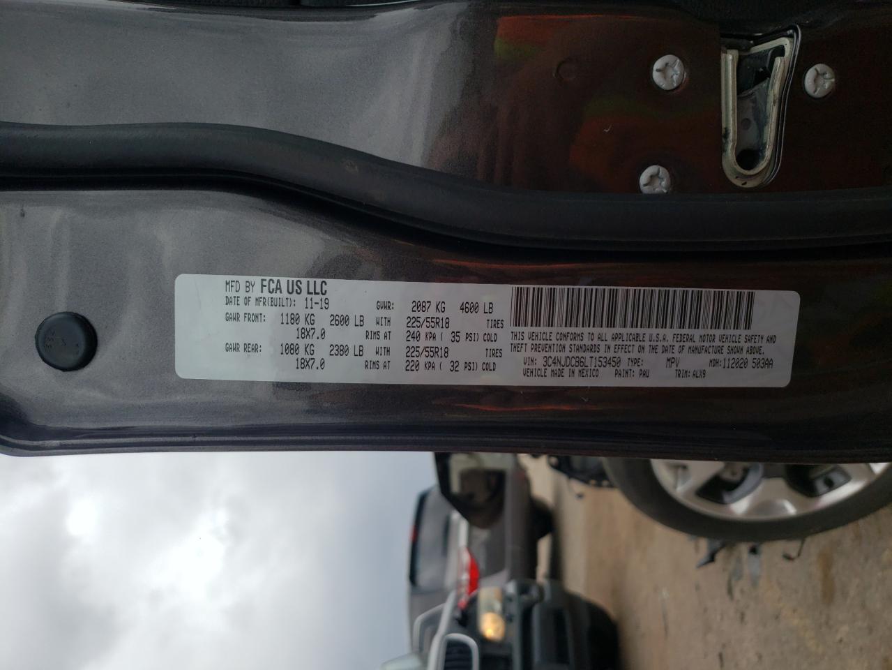 Photo 10 from auction – 2020 JEEP COMPASS LI with VIN 3C4NJDCB6LT153450