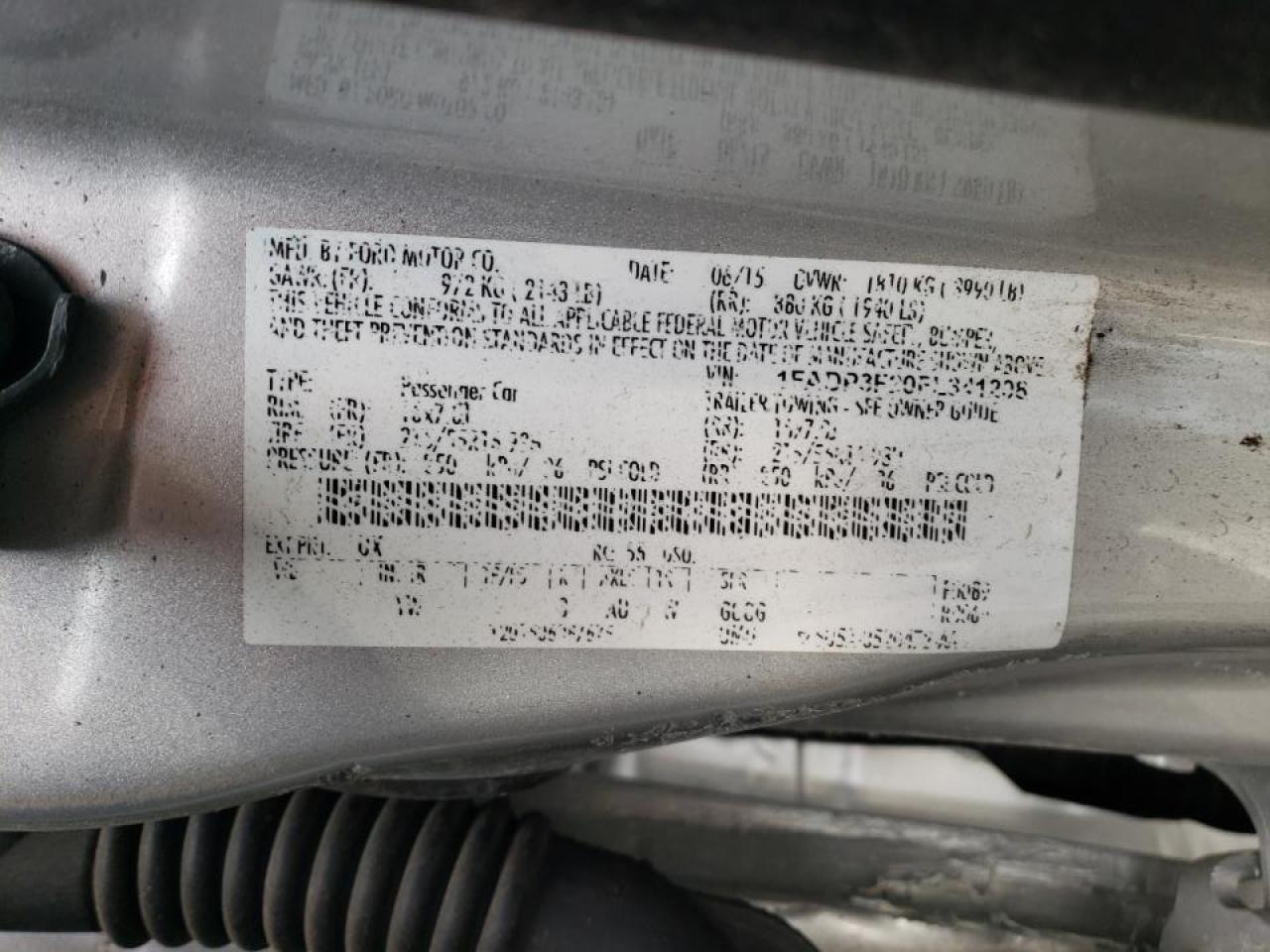 Photo 10 from auction – 2015 FORD FOCUS SE with VIN 1FADP3F20FL341208