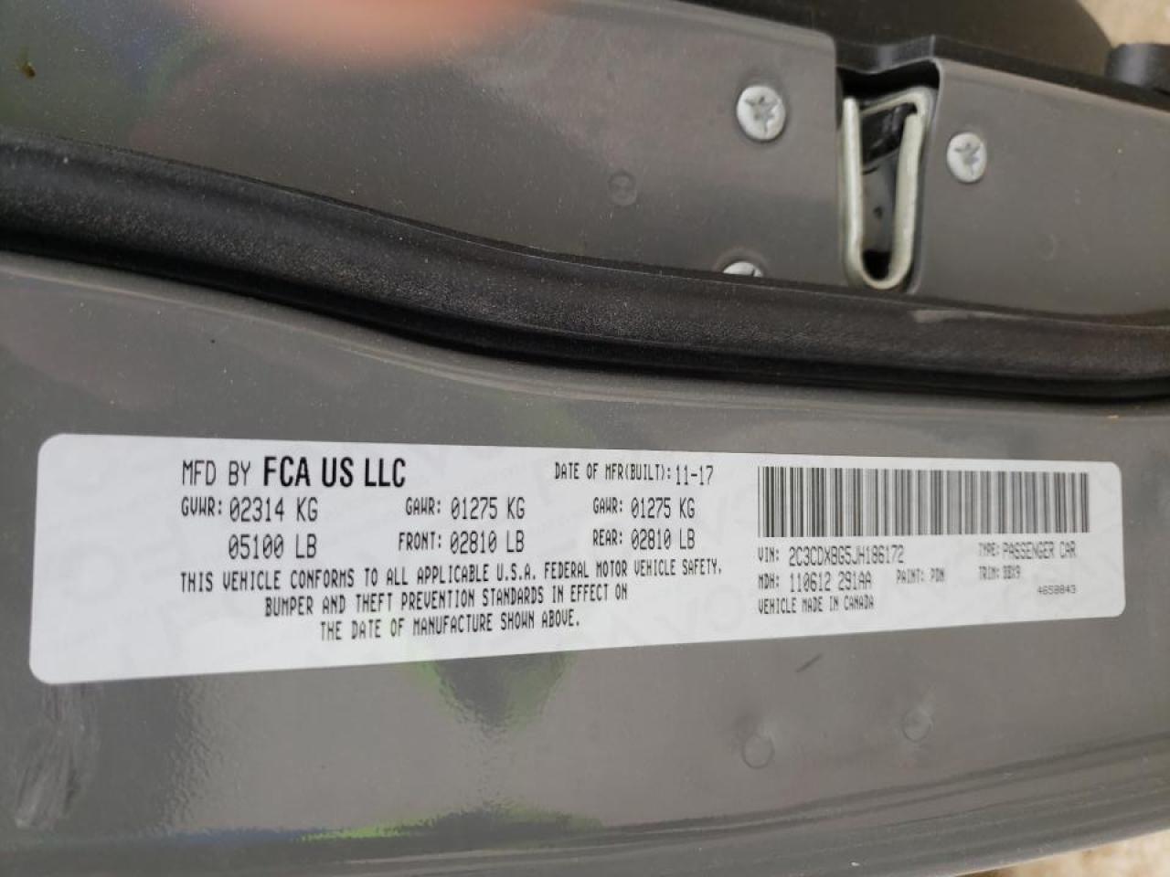Photo 10 from auction – 2018 DODGE CHARGER SX with VIN 2C3CDXBG5JH186172