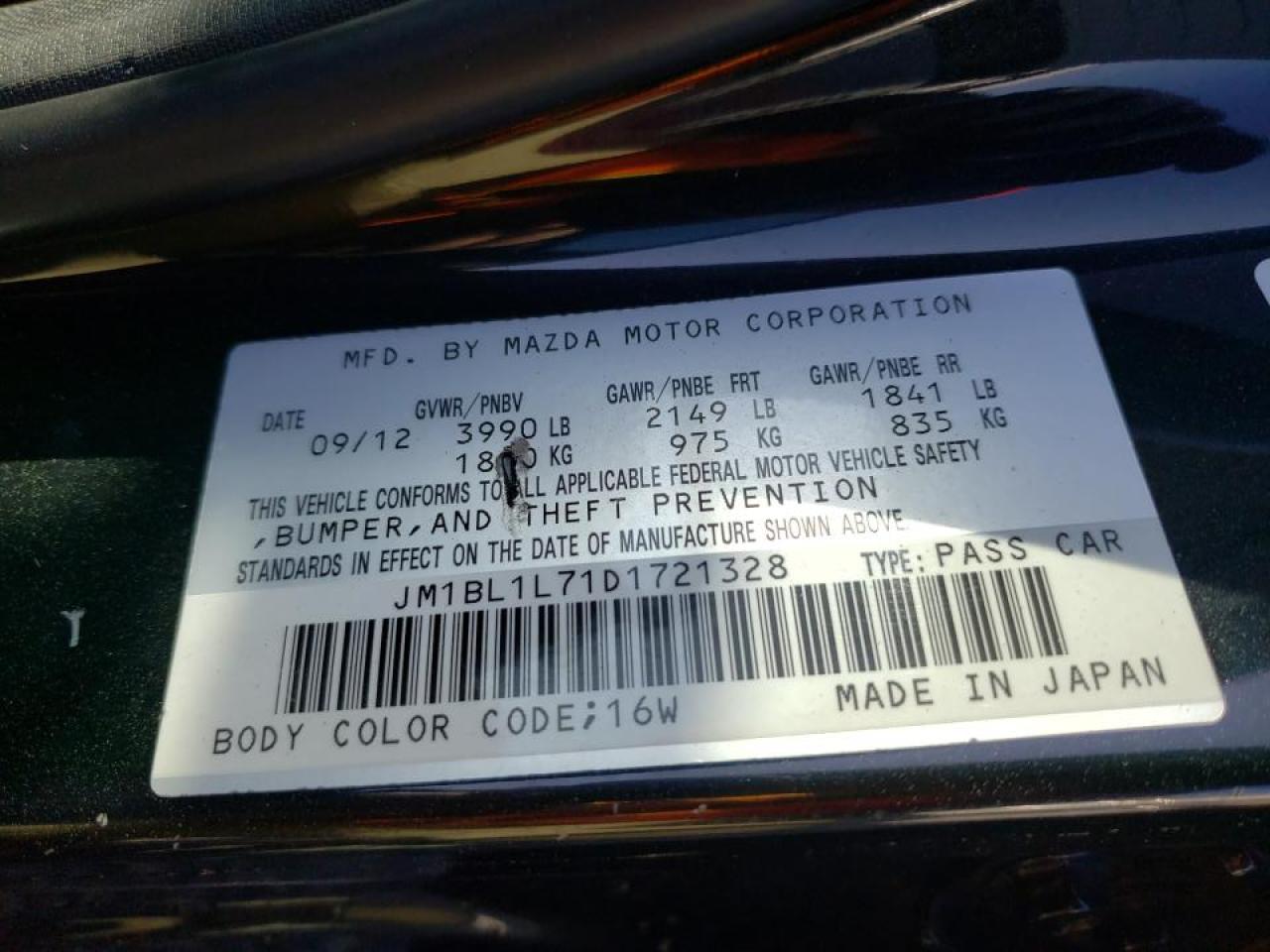 Photo 10 from auction – 2013 MAZDA 3 I with VIN JM1BL1L71D1721328