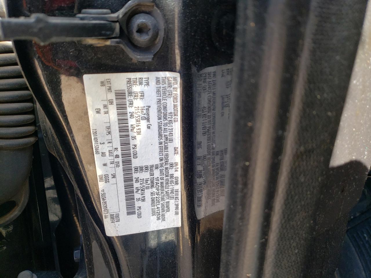 Photo 10 from auction – 2014 FORD FOCUS SE with VIN 1FADP3F22EL412536