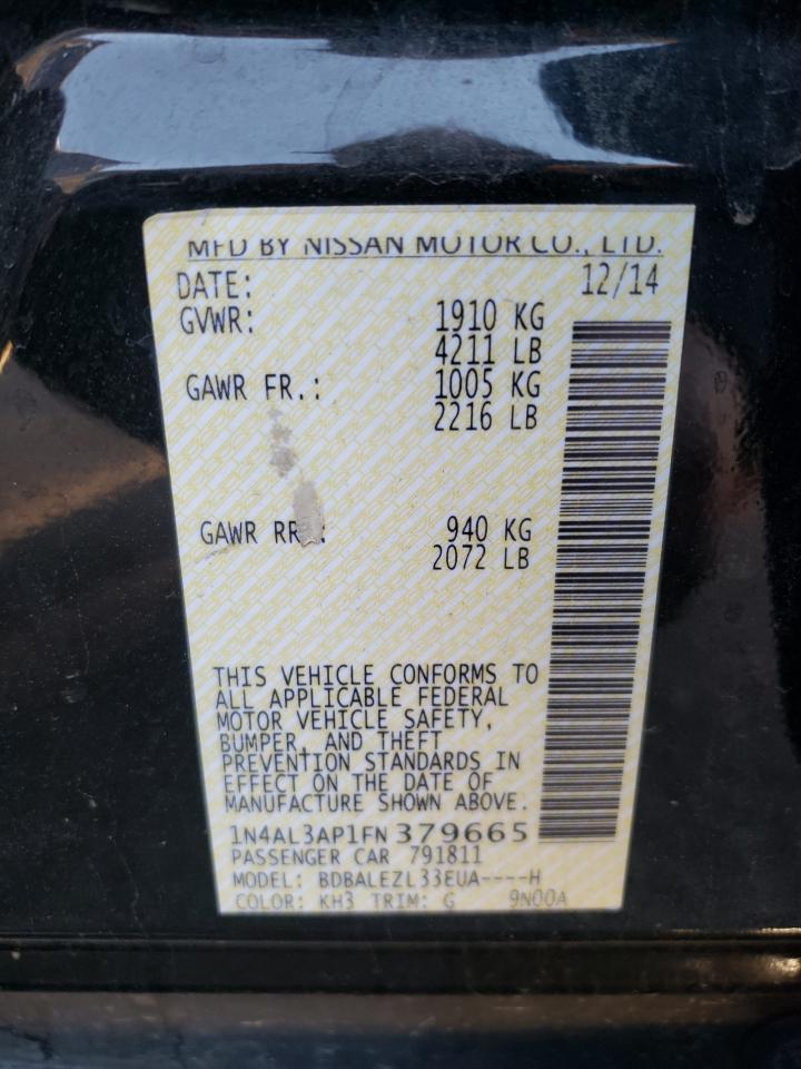 Photo 10 from auction – 2015 NISSAN ALTIMA 2.5 with VIN 1N4AL3AP1FN379665