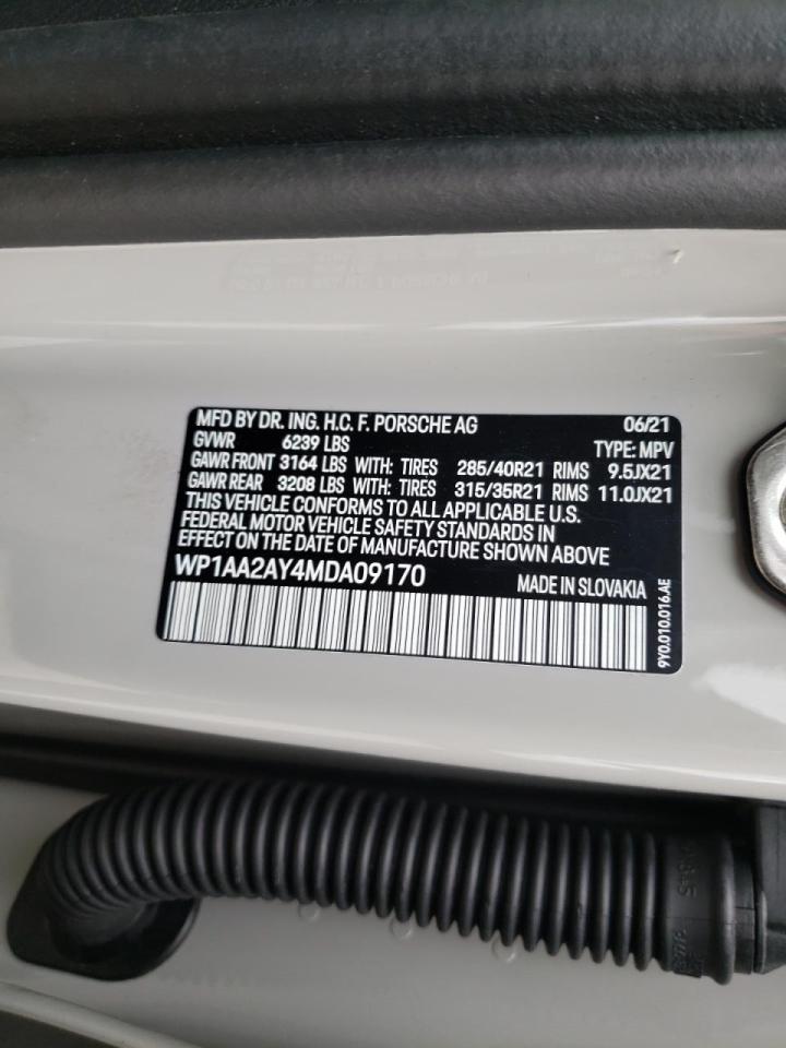 Photo 10 from auction – 2021 PORSCHE CAYENNE with VIN WP1AA2AY4MDA09170