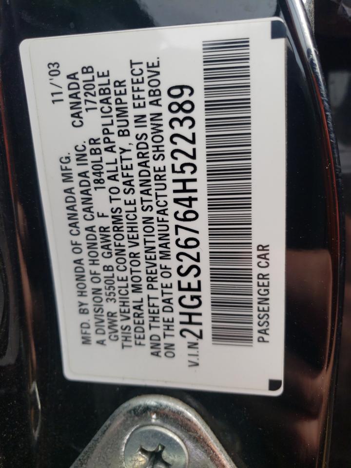 Photo 10 from auction – 2004 HONDA CIVIC EX with VIN 2HGES26764H522389