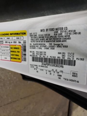 Photo 10 from auction – 2013 FORD FUSION SE with VIN 3FA6P0PU5DR383346
