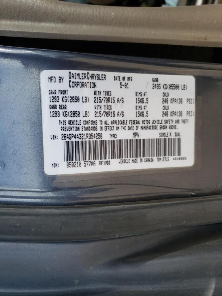 Photo 10 from auction – 2001 DODGE GRAND CARA with VIN 2B4GP44321R354256