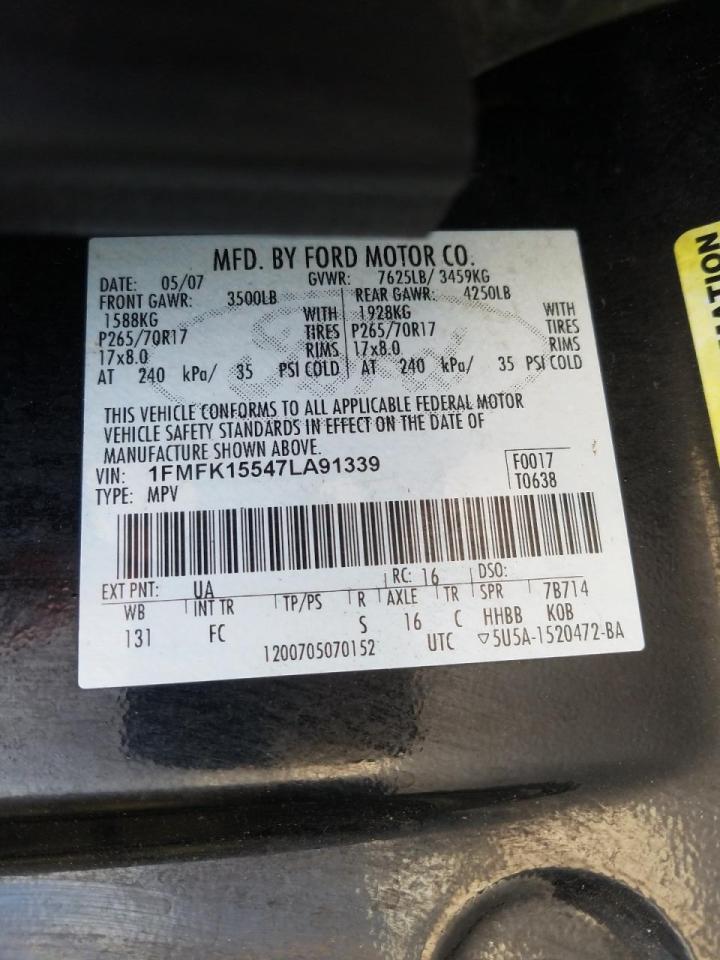 Photo 10 from auction – 2007 FORD EXPEDITION with VIN 1FMFK15547LA91339