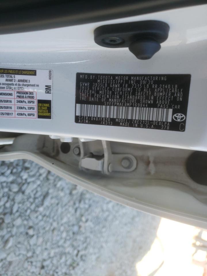 Photo 10 from auction – 2021 TOYOTA COROLLA LE with VIN 5YFEPMAE8MP169844