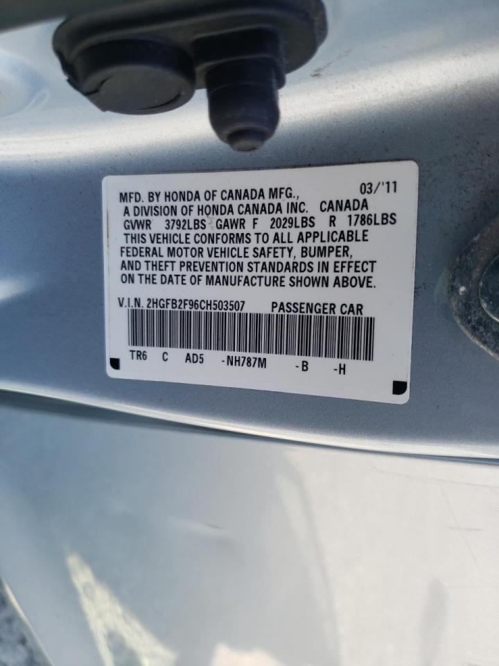 Photo 10 from auction – 2012 HONDA CIVIC EXL with VIN 2HGFB2F96CH503507
