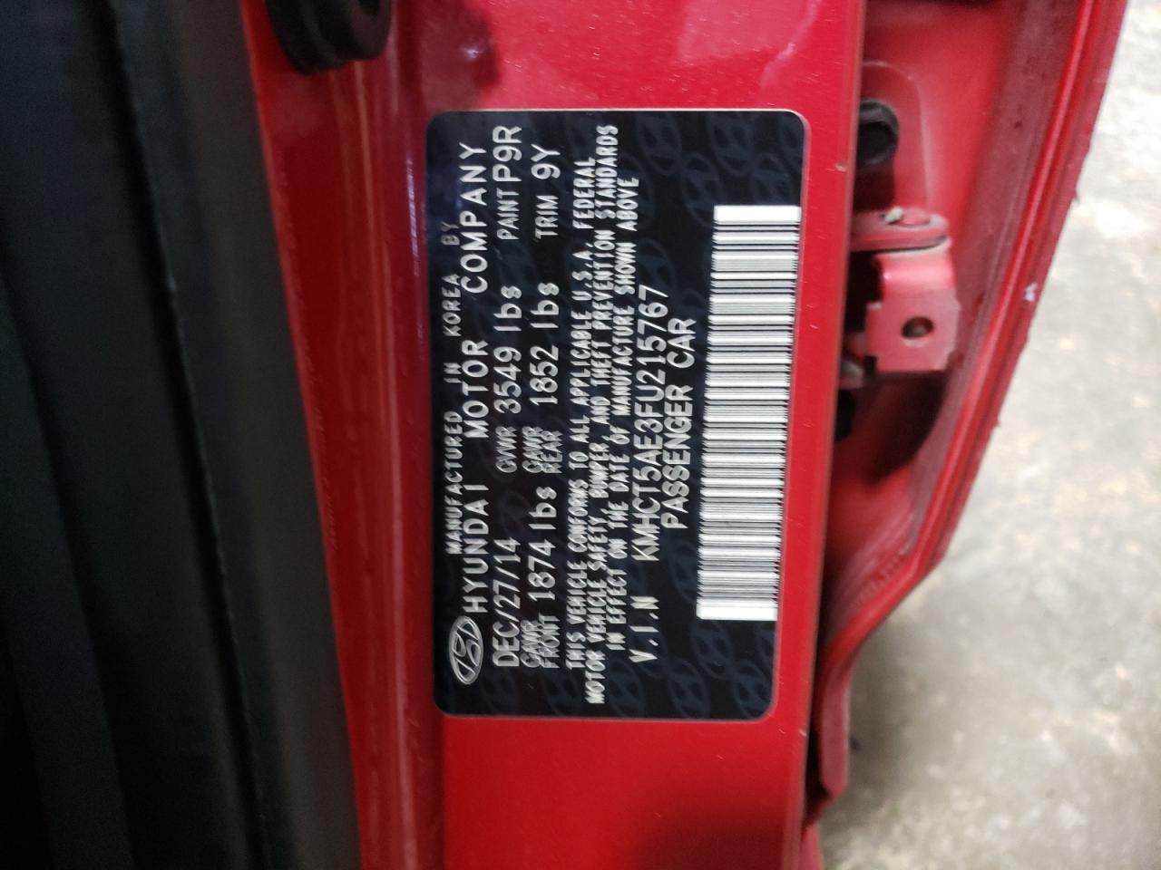 Photo 10 from auction – 2015 HYUNDAI ACCENT GS with VIN KMHCT5AE3FU215767