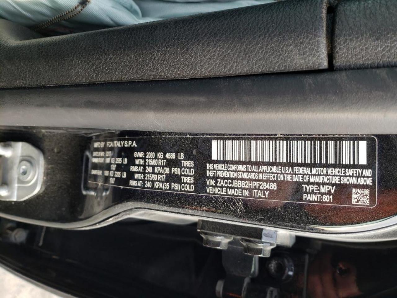 Photo 10 from auction – 2017 JEEP RENEGADE L with VIN ZACCJBBB2HPF28486