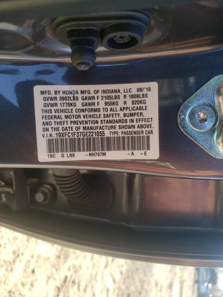 Photo 10 from auction – 2016 HONDA CIVIC EX with VIN 19XFC1F37GE221055