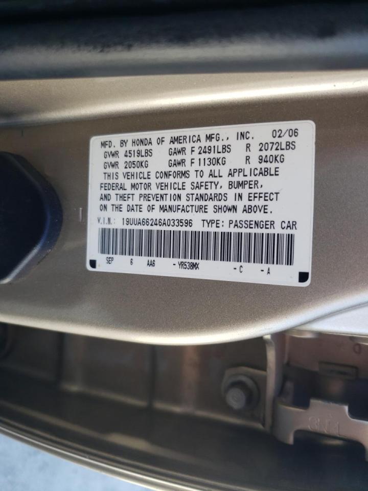Photo 10 from auction – 2006 ACURA 3.2TL with VIN 19UUA66246A033596
