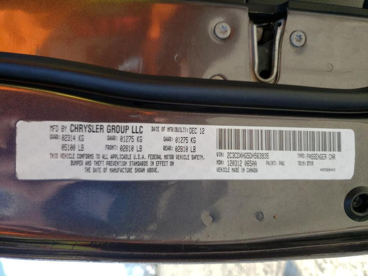 Photo 10 from auction – 2013 DODGE CHARGER with VIN 2C3CDXHG5DH563935
