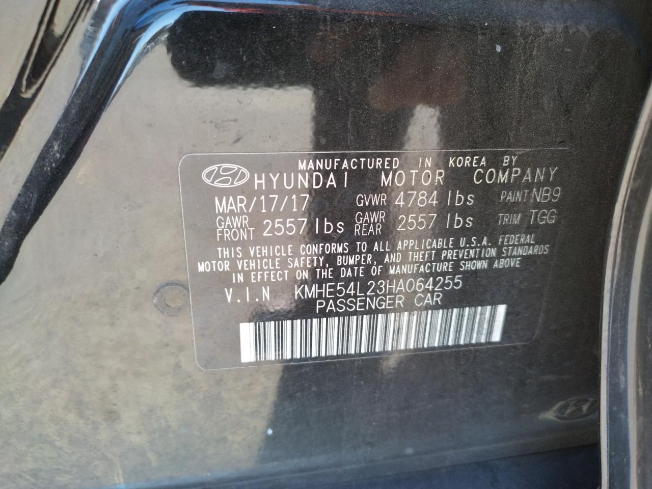 Photo 10 from auction – 2017 HYUNDAI SONATA PLU with VIN KMHE54L23HA064255