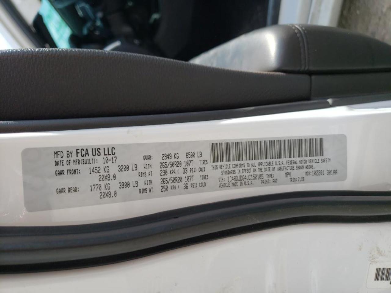 Photo 10 from auction – 2018 DODGE DURANGO GT with VIN 1C4RDJDG4JC150105