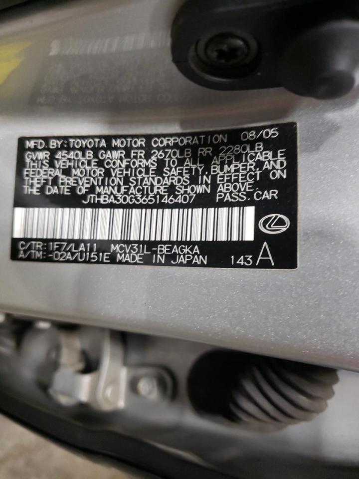 Photo 10 from auction – 2006 LEXUS ES 330 with VIN JTHBA30G365146407
