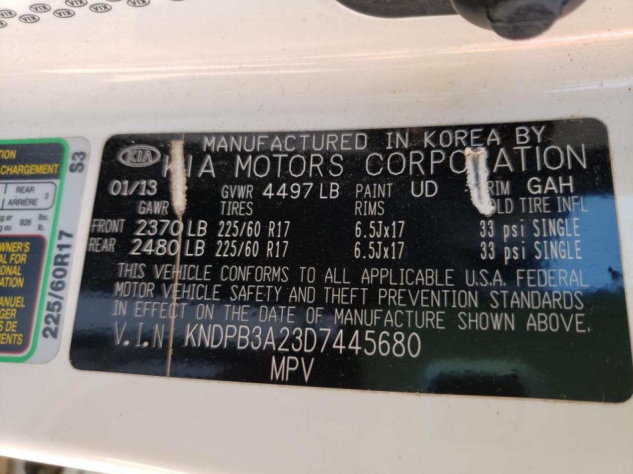 Photo 10 from auction – 2013 KIA SPORTAGE B with VIN KNDPB3A23D7445680
