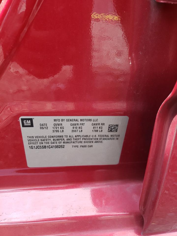 Photo 10 from auction – 2012 CHEVROLET SONIC LT with VIN 1G1JC5SB1C4198262