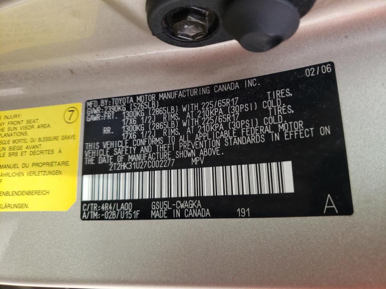 Photo 10 from auction – 2007 LEXUS RX 350 with VIN 2T2HK31U27C002277
