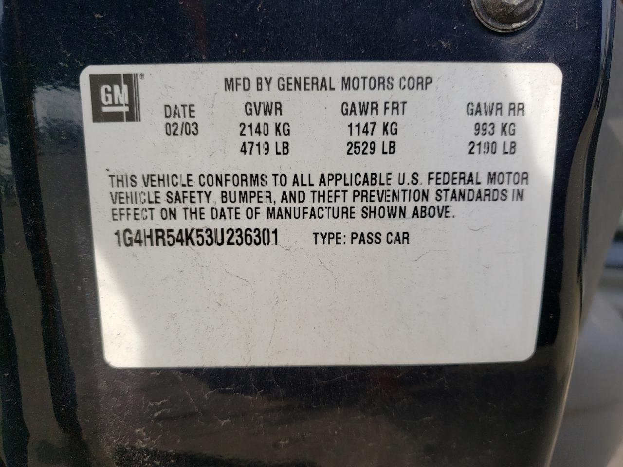 Photo 10 from auction – 2003 BUICK LESABRE LI with VIN 1G4HR54K53U236301