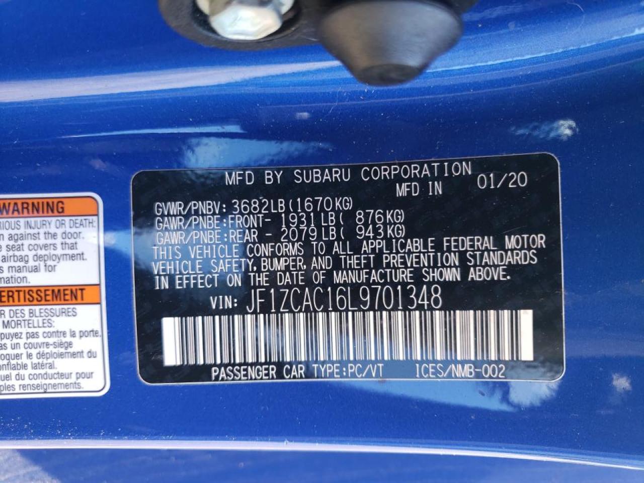 Photo 10 from auction – 2020 SUBARU BRZ LIMITE with VIN JF1ZCAC16L9701348