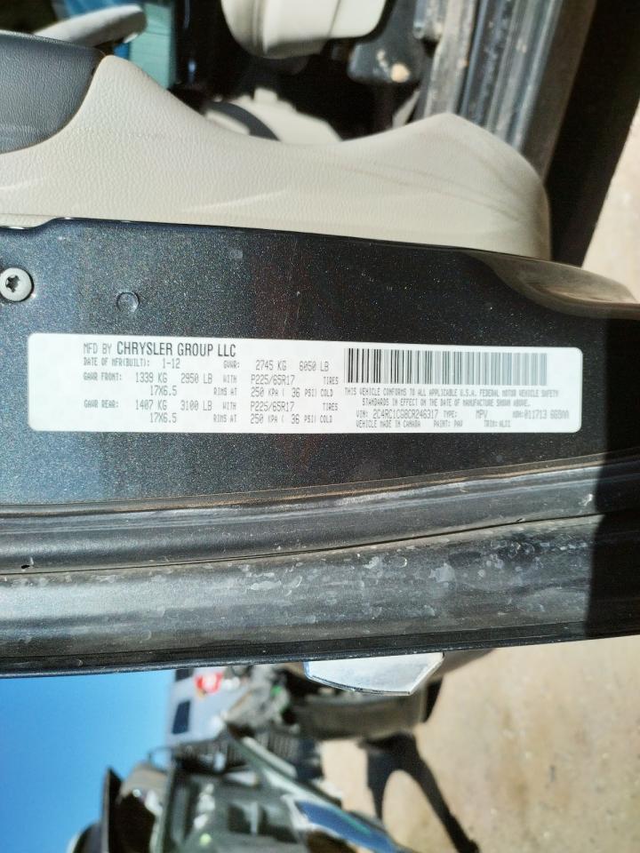 Photo 10 from auction – 2012 CHRYSLER TOWN & COU with VIN 2C4RC1CG8CR246317