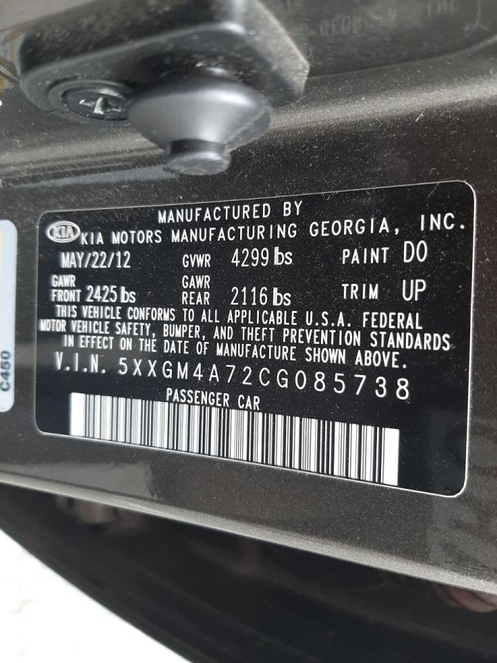 Photo 10 from auction – 2012 KIA OPTIMA LX with VIN 5XXGM4A72CG085738