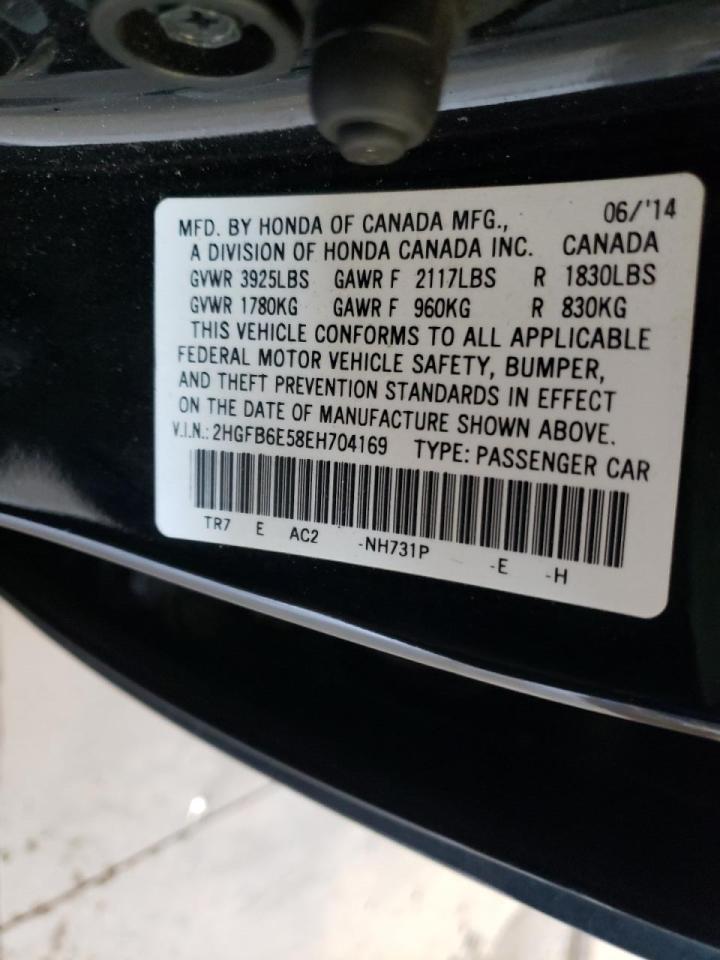 Photo 10 from auction – 2014 HONDA CIVIC SI with VIN 2HGFB6E58EH704169