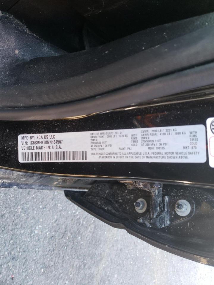 Photo 10 from auction – 2022 RAM 1500 BIG H with VIN 1C6SRFBT0NN164567