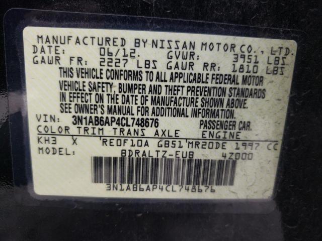 Photo 10 from auction – 2012 NISSAN SENTRA 2.0 with VIN 3N1AB6AP4CL748676