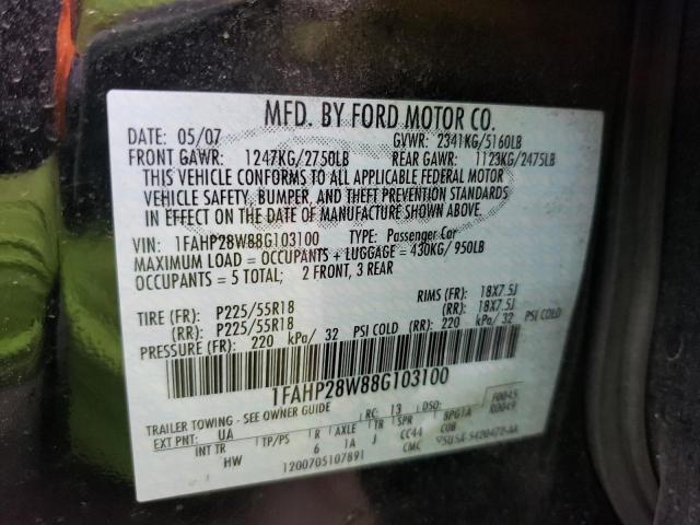 Photo 10 from auction – 2008 FORD TAURUS LIM with VIN 1FAHP28W88G103100