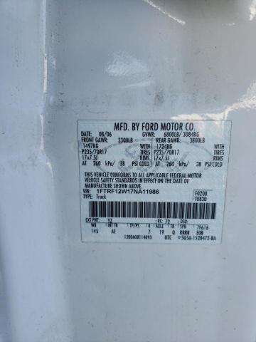Photo 10 from auction – 2007 FORD F150 with VIN 1FTRF12W17NA11986