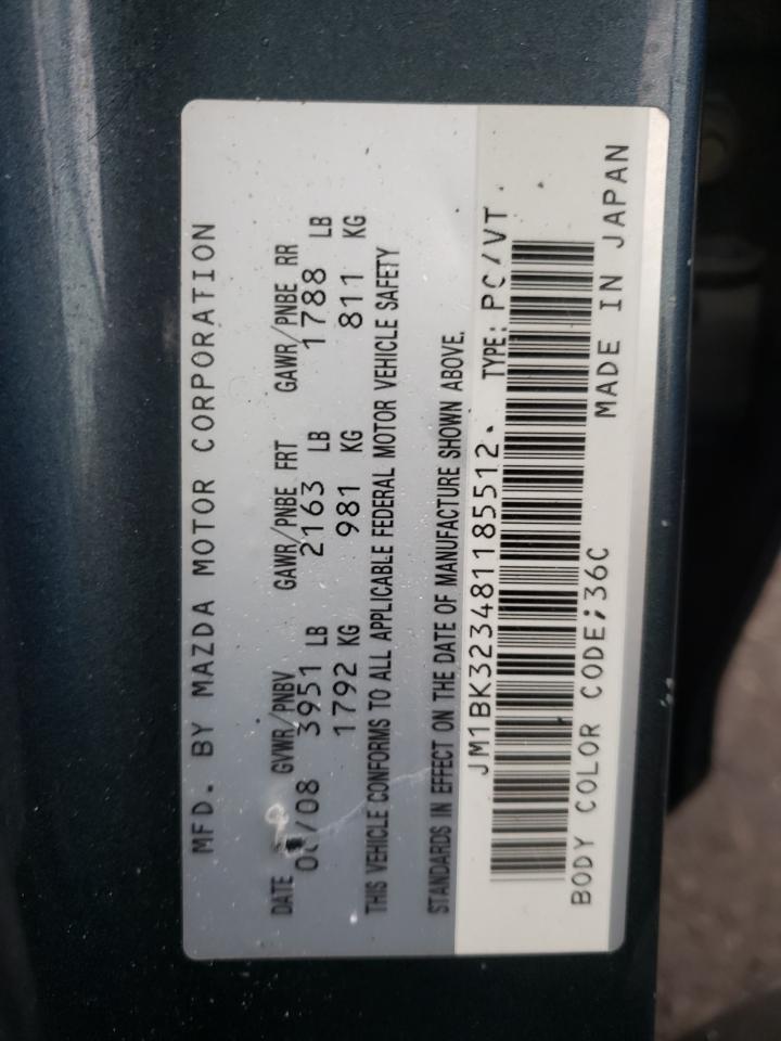 Photo 10 from auction – 2008 MAZDA 3 S with VIN JM1BK323481185512