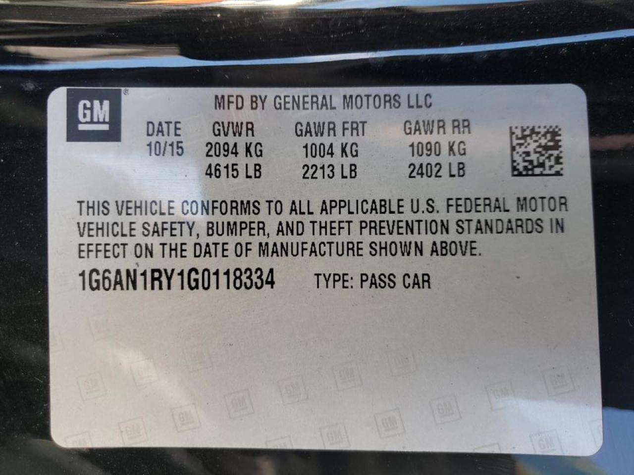 Photo 10 from auction – 2016 CADILLAC ATS-V with VIN 1G6AN1RY1G0118334