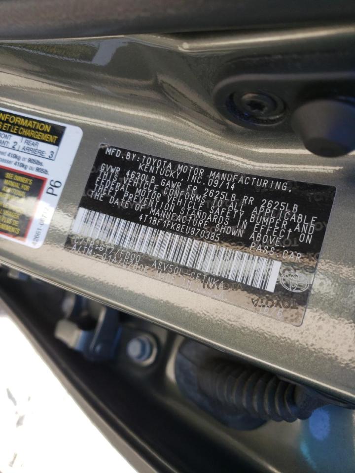 Photo 10 from auction – 2014 TOYOTA CAMRY L with VIN 4T1BF1FK8EU870385