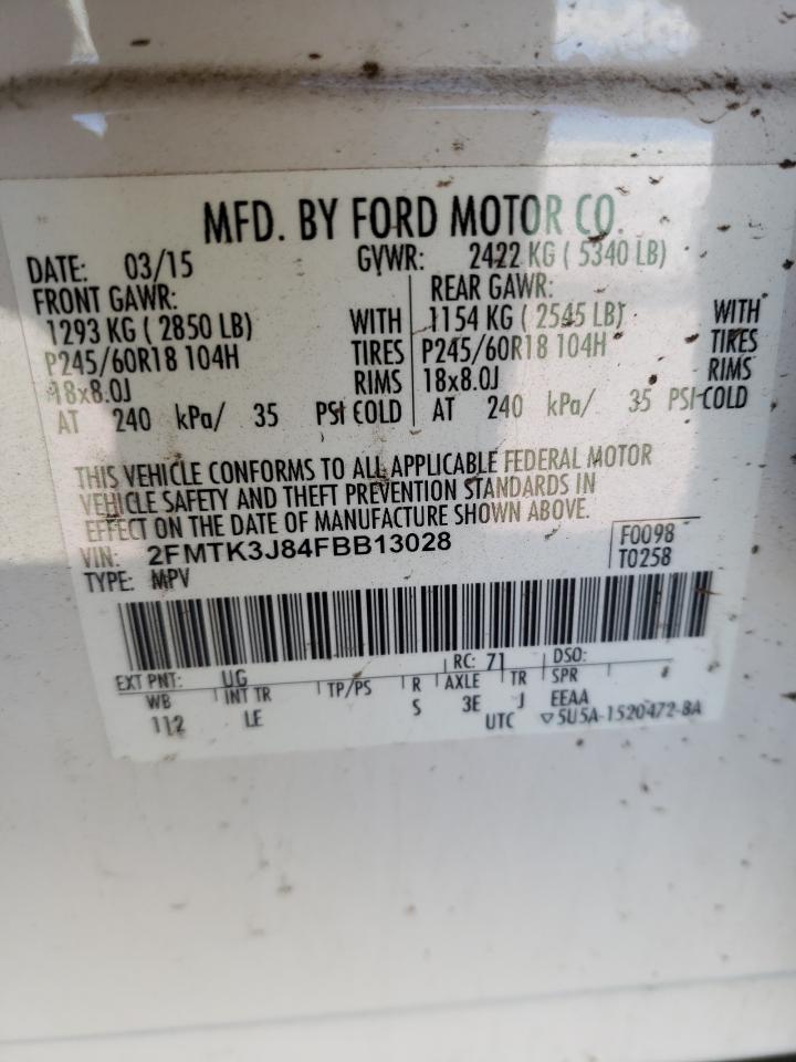 Photo 10 from auction – 2015 FORD EDGE SEL with VIN 2FMTK3J84FBB13028