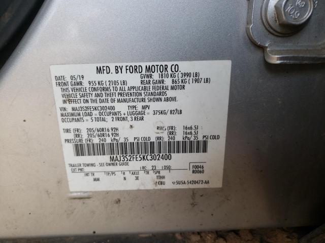 Photo 10 from auction – 2019 FORD ECOSPORT S with VIN MAJ3S2FE5KC302400