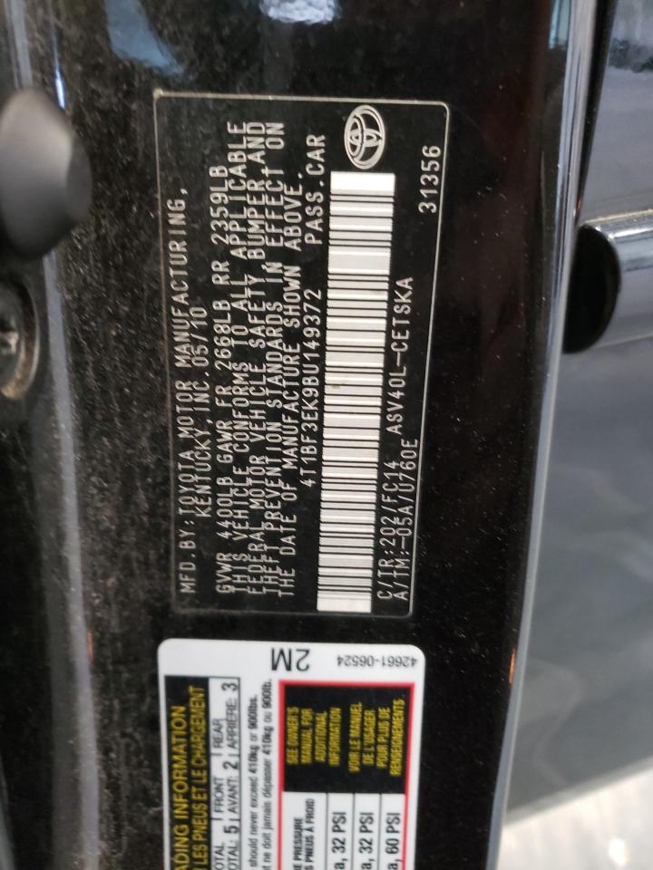 Photo 10 from auction – 2011 TOYOTA CAMRY BASE with VIN 4T1BF3EK9BU149372