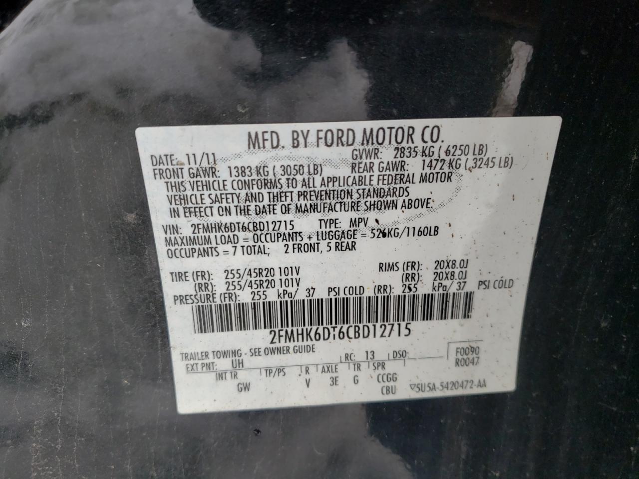 Photo 10 from auction – 2012 FORD FLEX LIMIT with VIN 2FMHK6DT6CBD12715