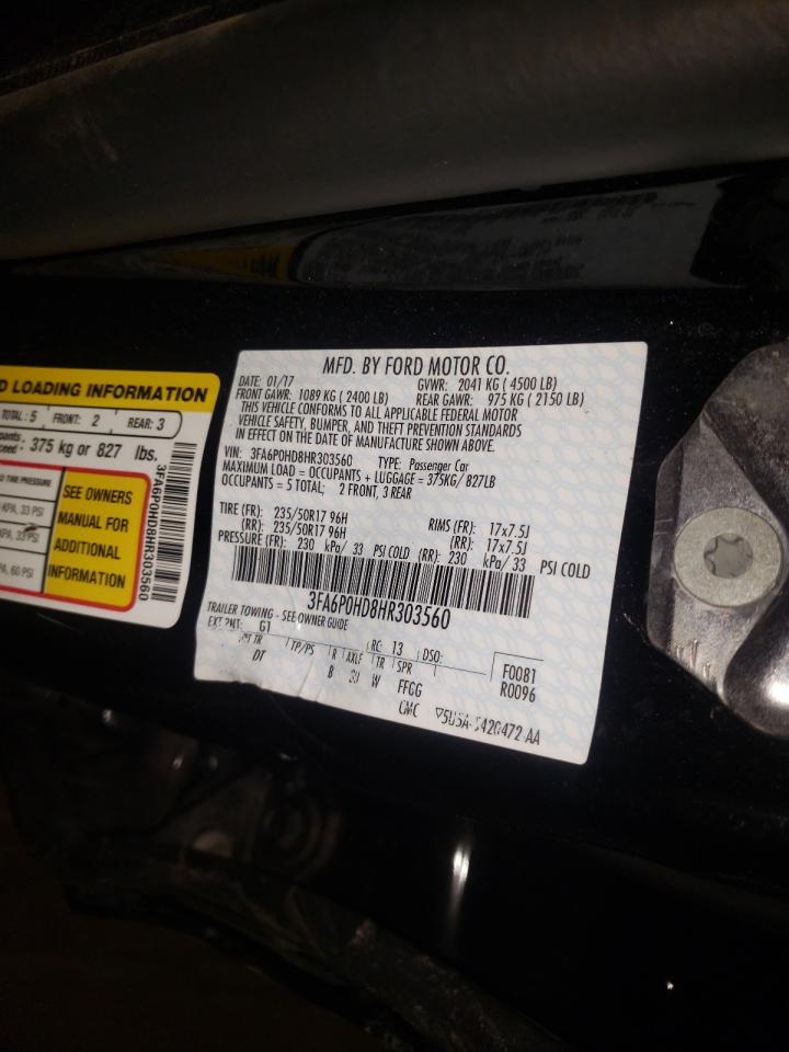 Photo 10 from auction – 2017 FORD FUSION SE with VIN 3FA6P0HD8HR303560