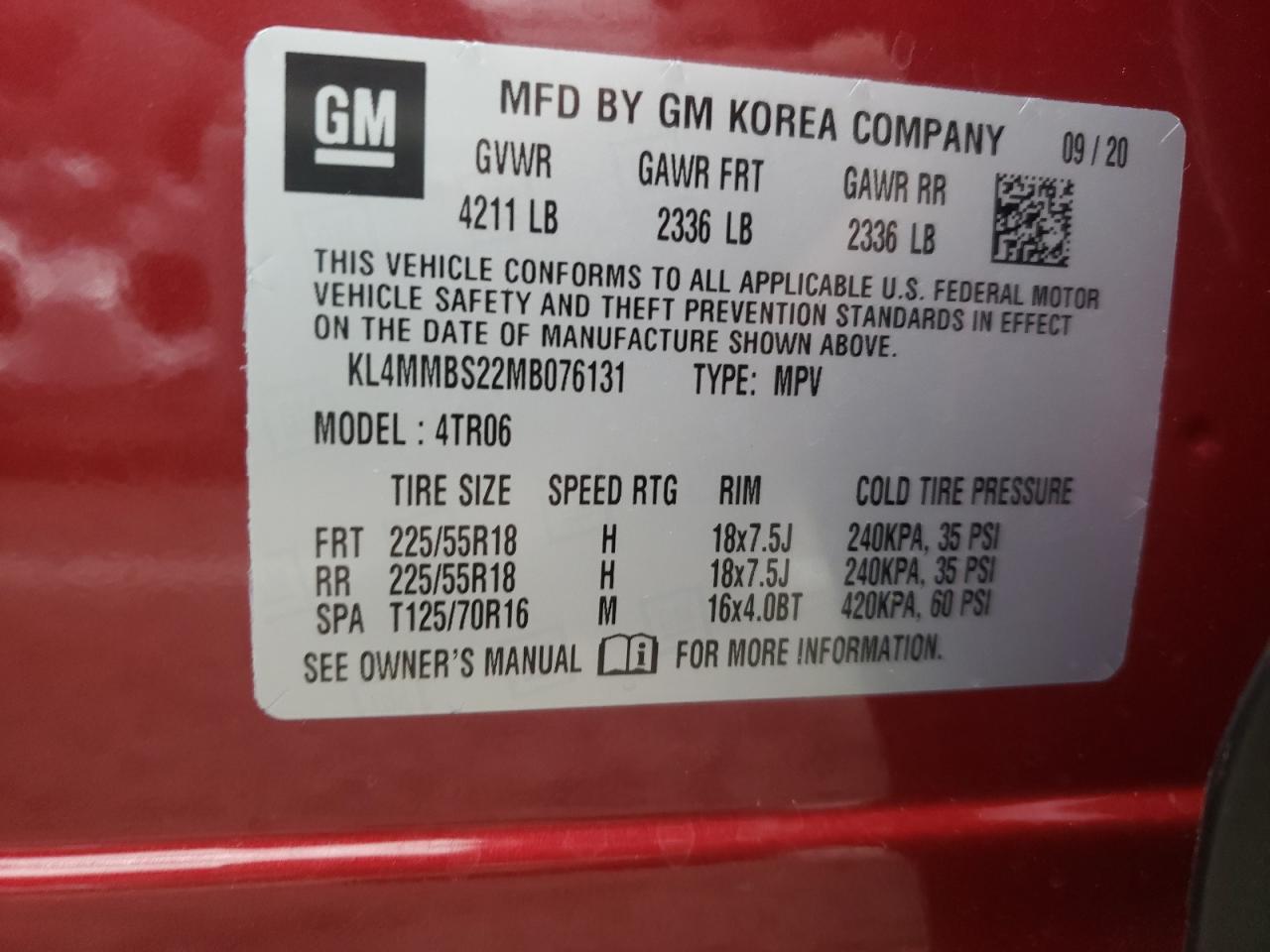 Photo 10 from auction – 2021 BUICK ENCORE GX with VIN KL4MMBS22MB076131
