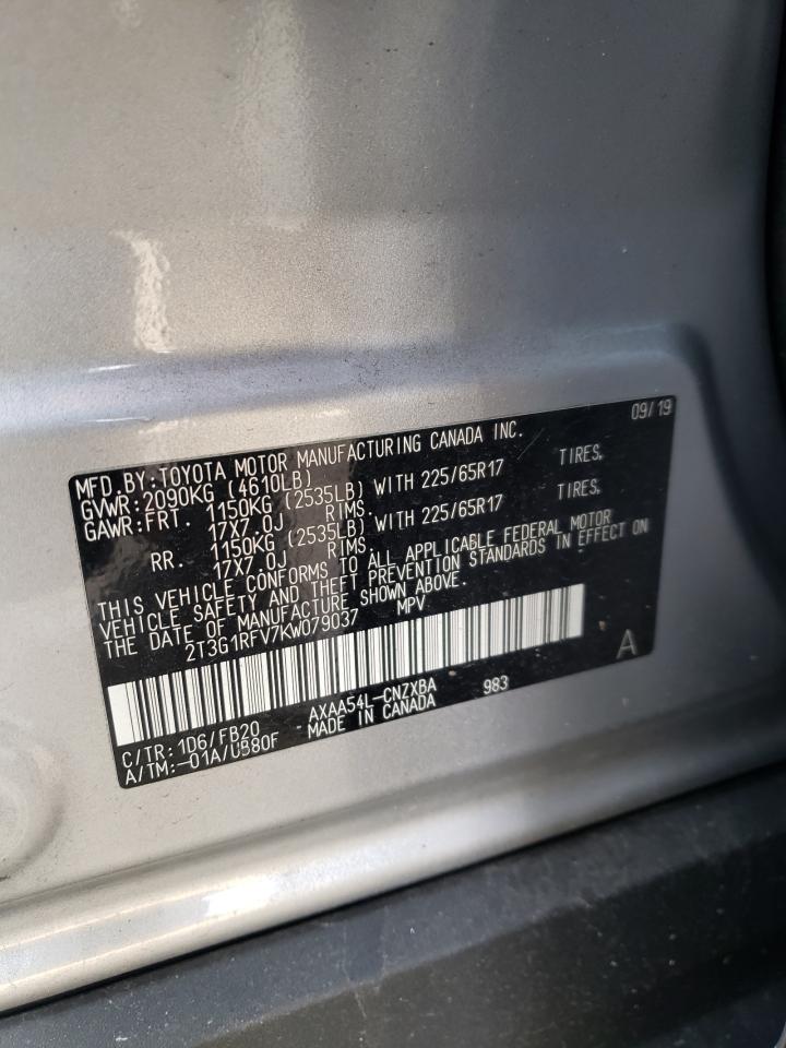 Photo 10 from auction – 2019 TOYOTA RAV4 LE with VIN 2T3G1RFV7KW079037
