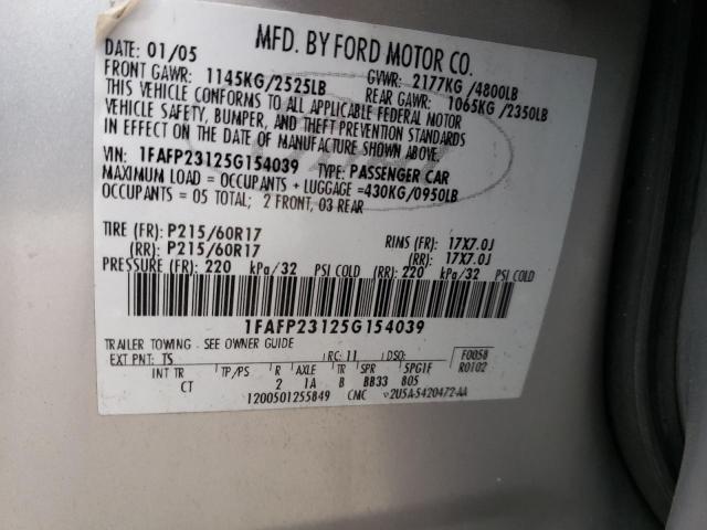 Photo 10 from auction – 2005 FORD FIVE HUNDR with VIN 1FAFP23125G154039
