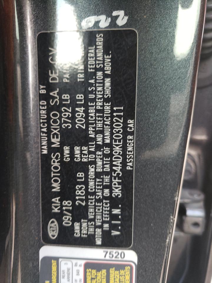Photo 10 from auction – 2019 KIA FORTE EX with VIN 3KPF54AD9KE030211