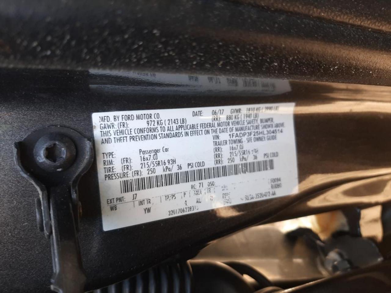 Photo 10 from auction – 2017 FORD FOCUS SE with VIN 1FADP3F25HL304514