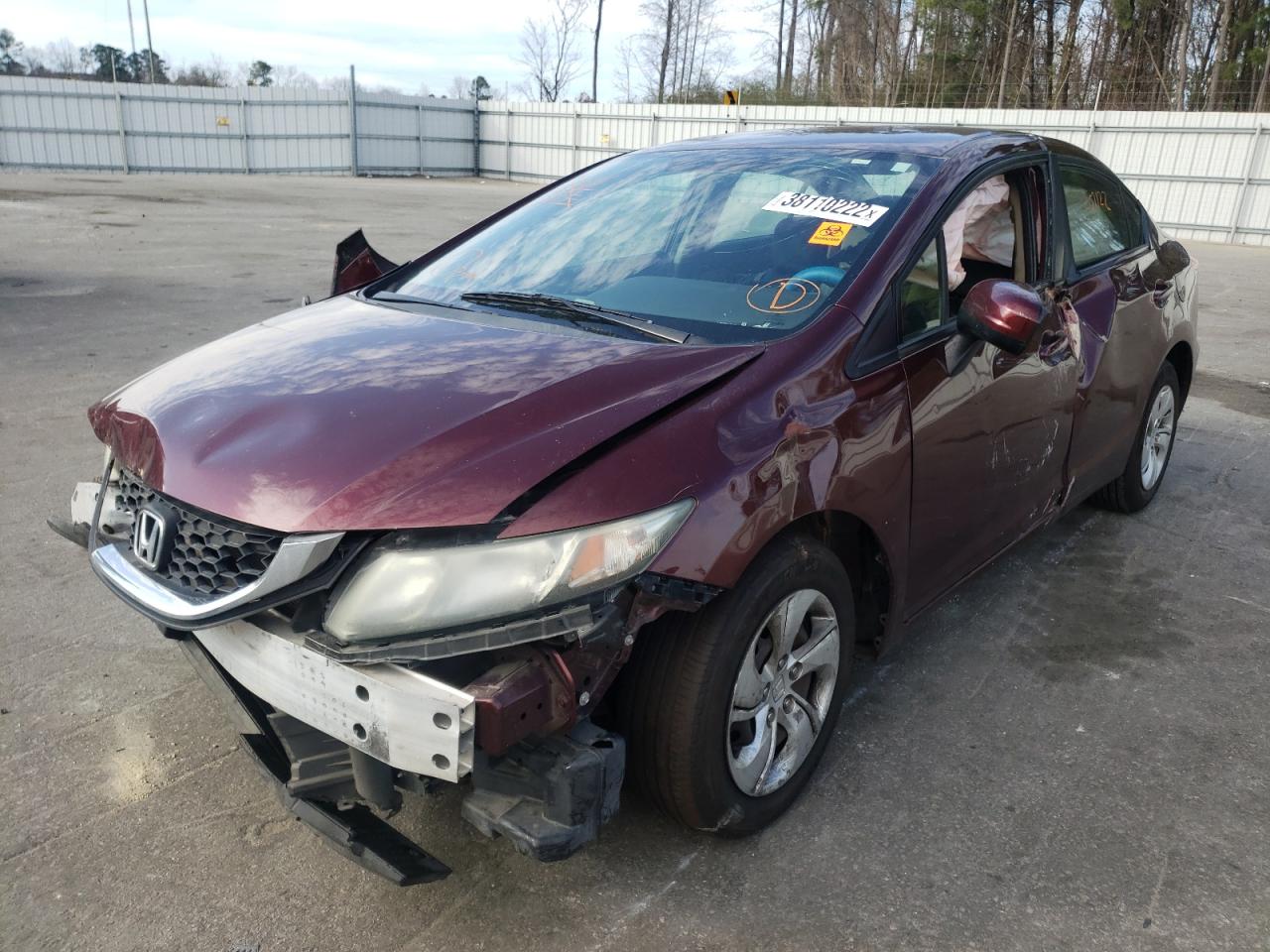 Photo 2 from auction – 2014 HONDA CIVIC LX with VIN 19XFB2F54EE237494
