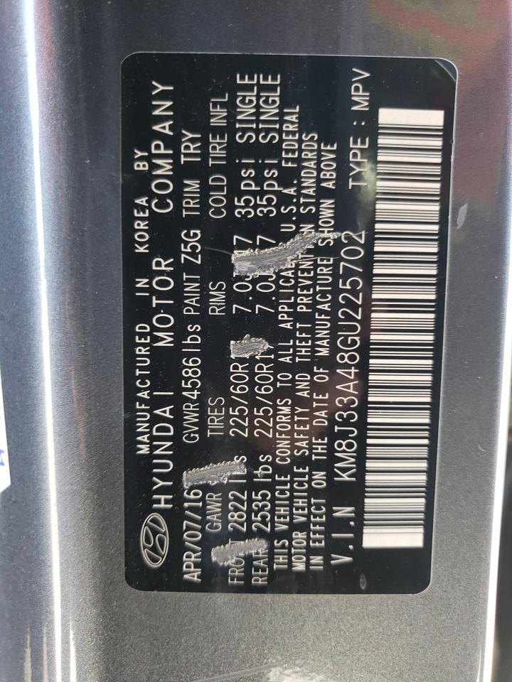 Photo 10 from auction – 2016 HYUNDAI TUCSON LIM with VIN KM8J33A48GU225702