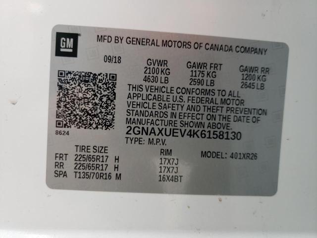 Photo 10 from auction – 2019 CHEVROLET EQUINOX LT with VIN 2GNAXUEV4K6158130