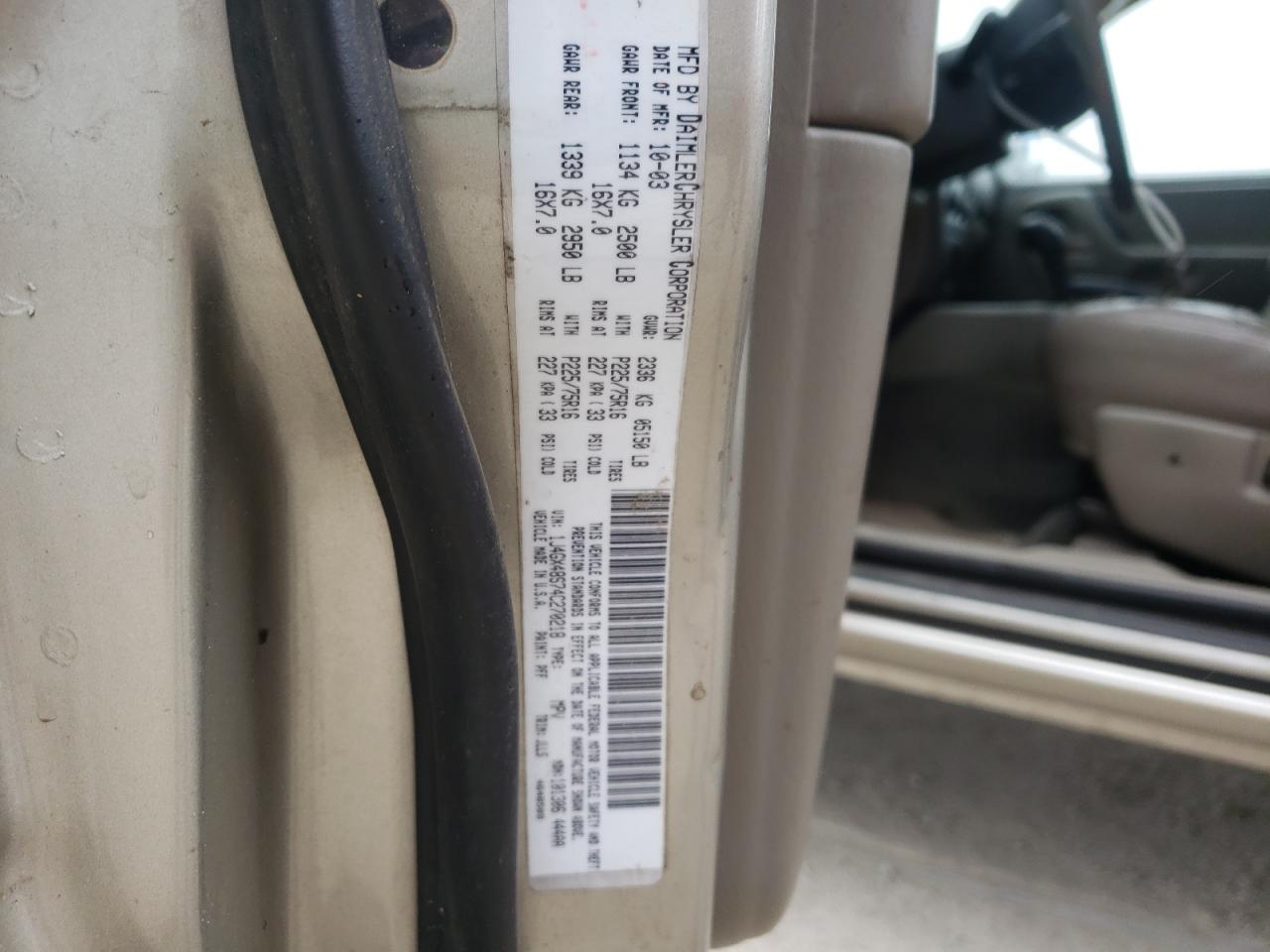 Photo 10 from auction – 2004 JEEP GRAND CHER with VIN 1J4GX48S74C270218